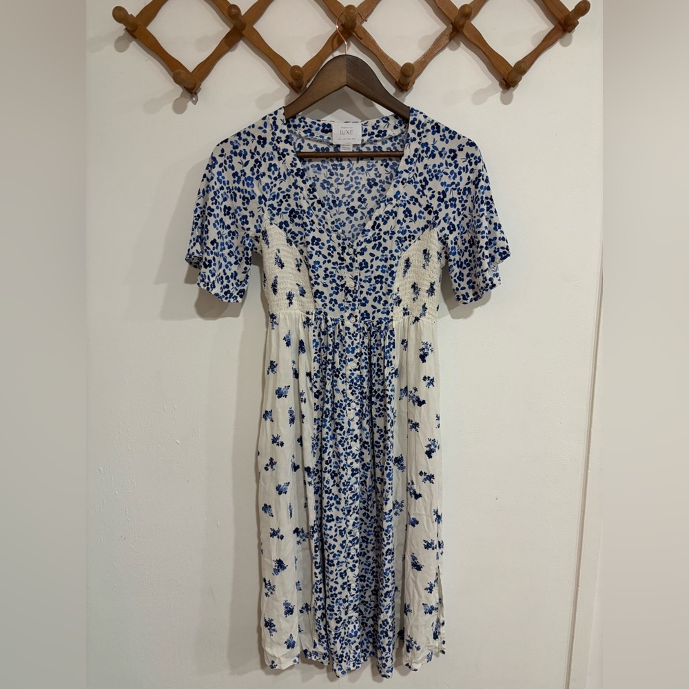 Floral Blue and White Dress
